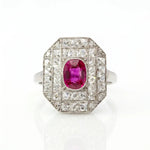 Burma Ruby and French Cut Diamond Statement Ring