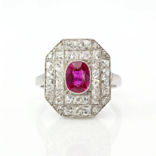 Burma Ruby and French Cut Diamond Statement Ring