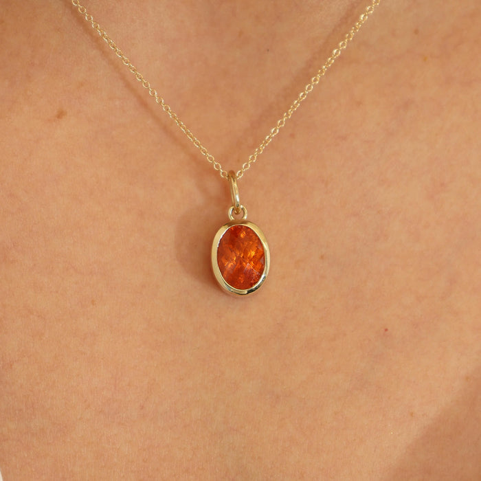 Spessartite Bezel Necklace Charm