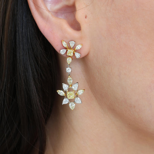 Yellow & White Diamond Earrings Image 2