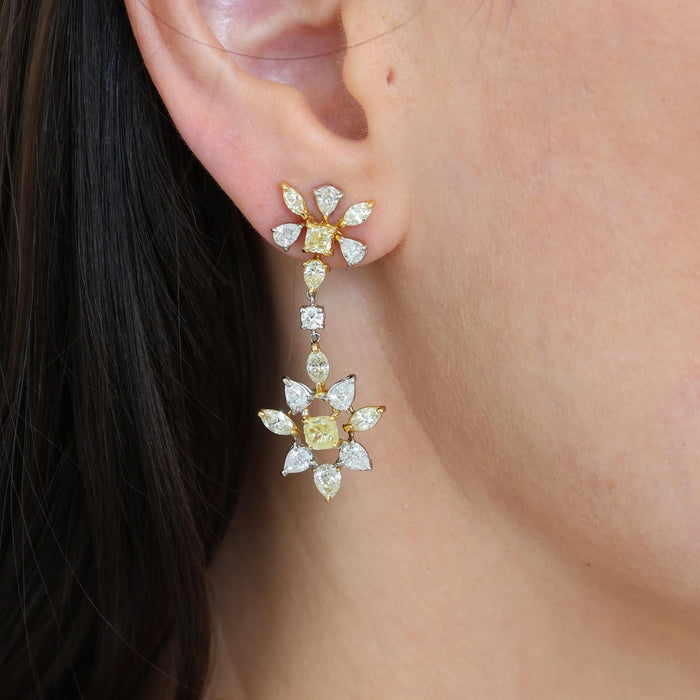 Yellow & White Diamond Earrings