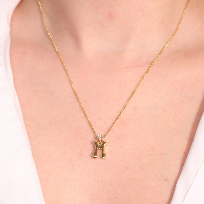 "Sanse" Small Letter and Diamond M Necklace
