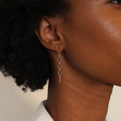 Textile Drop Earrings with Sapphires