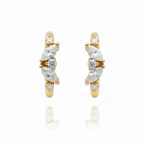 Mixed Diamond Petite Hoop Earrings