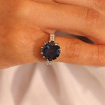 Blue Spinel and Diamond Cocktail Ring
