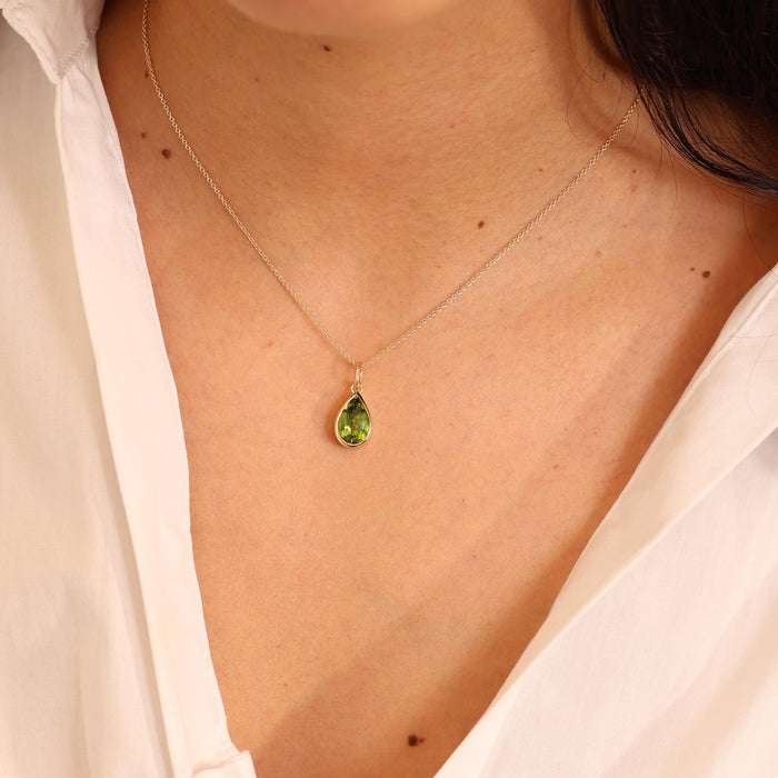 Peridot Bezel Necklace Charm