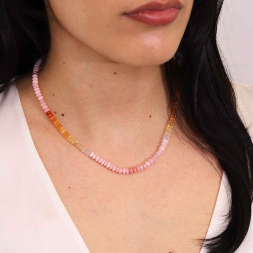 Mixed Orange Opal Bead Strand Necklace Image 2