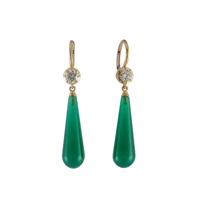 Agate and Diamond Drop Earrings