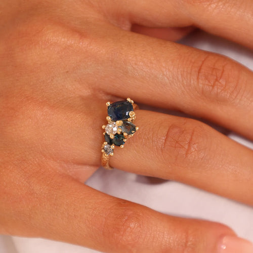 Tumbling Blue Sapphire and Diamond Ring Image 2