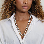 Mammoth Tusk & Grey Diamond Riveira Necklace