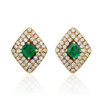 Emerald and Diamond Clip On Earrings