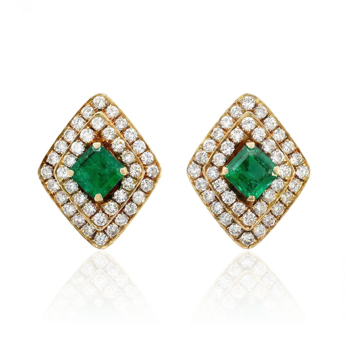 Emerald and Diamond Clip On Earrings