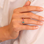 Blue Zircon, Pink Sapphire and Diamond Statement Ring
