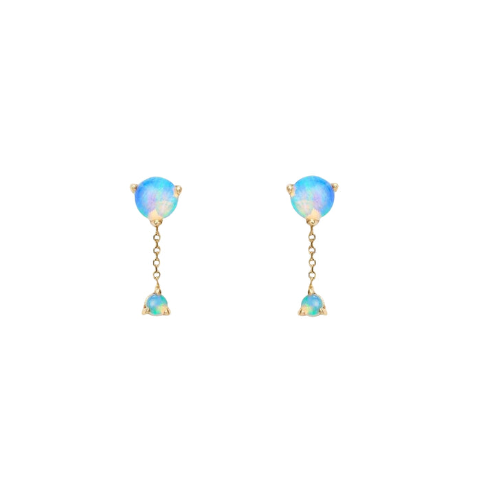 Large Two-Step Chain Stud Earrings