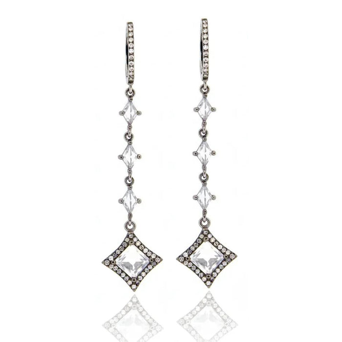 White Topaz and Diamond Drop Earrings