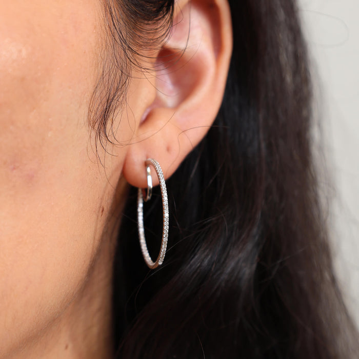 Pave Diamond Hoop Earrings
