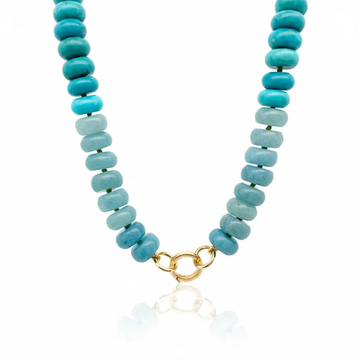 Mixed Amazonite, Paraiba Quartz and Chrysoprase Bead Strand Necklace