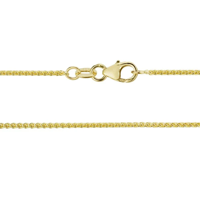 14K Yellow Gold 1.3mm Wheat Chain with Lobster Clasp.