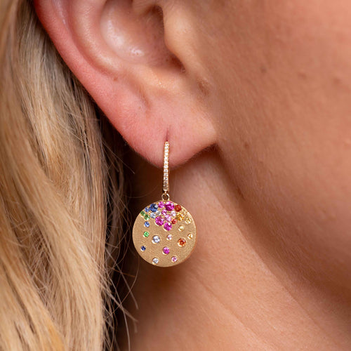 Rainbow Disc Drop Earrings Image 2