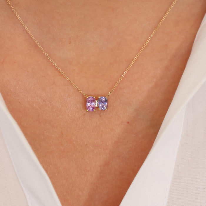 Lavender & Violet Sapphire Toi et Moi Pendant