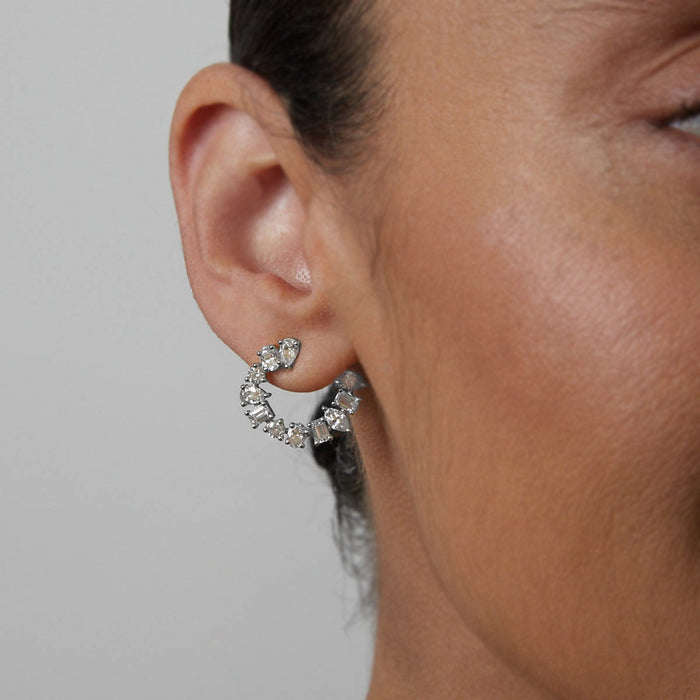 Mixed Diamond Fan Earrings