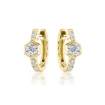 Diamond Hex Huggie Earrings
