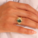 Sapphire Sweeping Cluster Ring