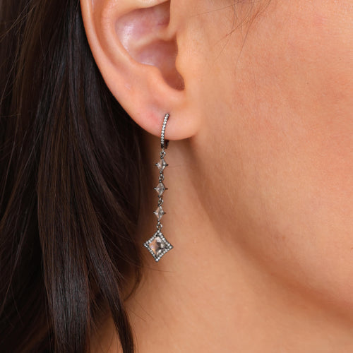 White Topaz and Diamond Drop Earrings Image 2