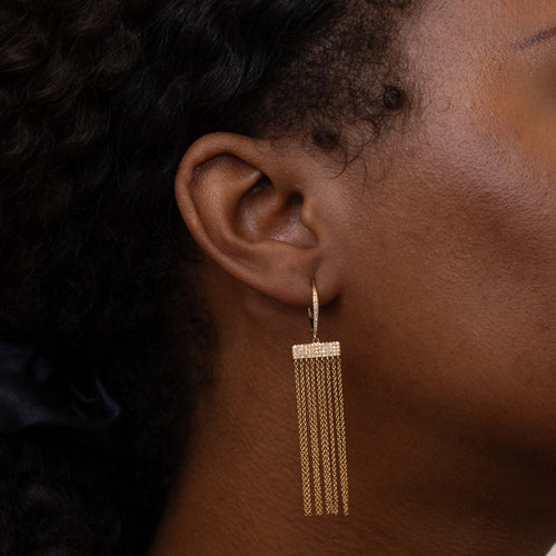 Diamond Tassel Drop Earrings Image 2
