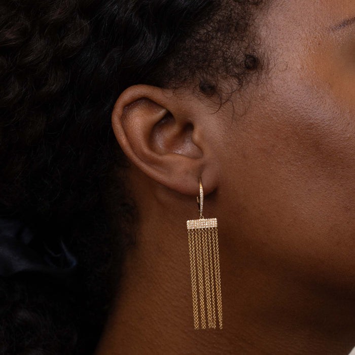 Diamond Tassel Drop Earrings