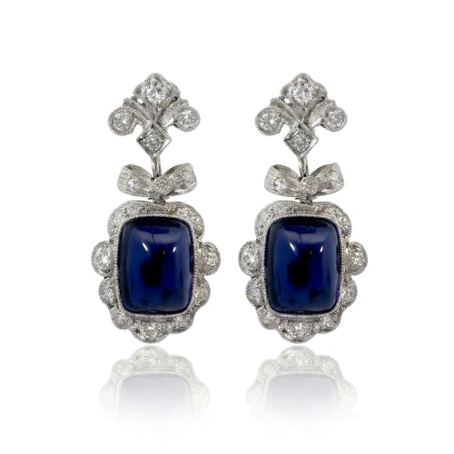 Sugarloaf Sapphire and Diamond Earrings