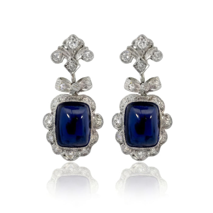 Sugarloaf Sapphire and Diamond Earrings