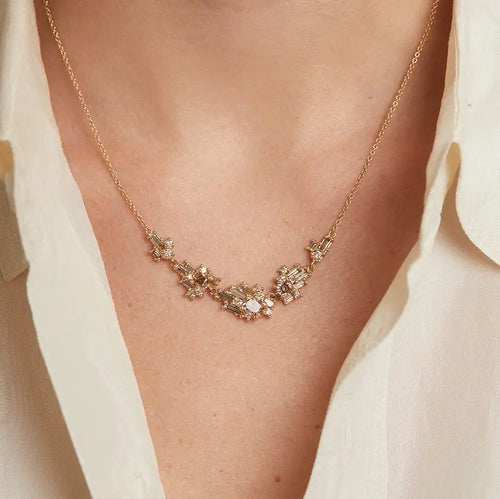 Sweeping Champagne and White Diamond Necklace Image 2