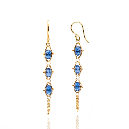 Textile Drop Earrings with Sapphires