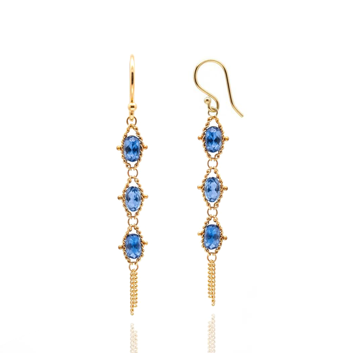 Textile Drop Earrings with Sapphires