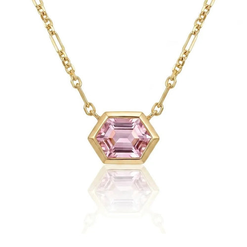Morganite Bezel Pendant Necklace