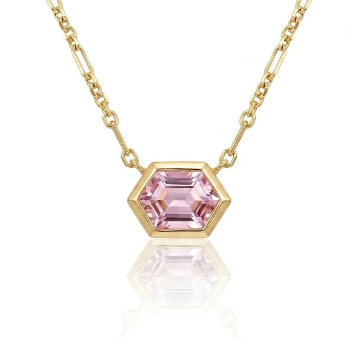 Morganite Bezel Pendant Necklace