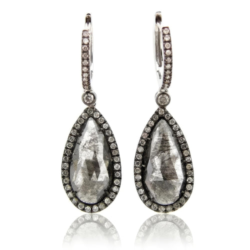 Rose Cut Grey Diamond Earrings