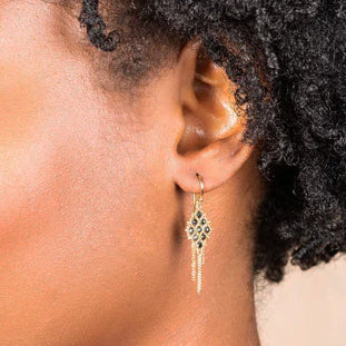 Diamond Textile Drop Earrings Image 2