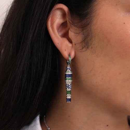 Sapphire and Tsavorite Kryptonite Earrings Image 2