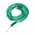 "Bosfor" Faceted Oval Bead Strand - Green Onyx and Tsavorites