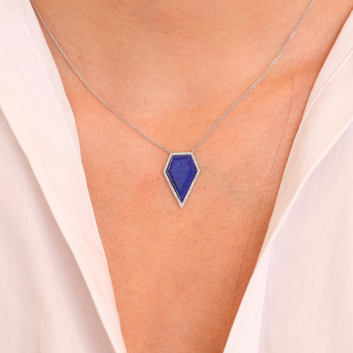 Lapis and Diamond Pendant Necklace Image 2