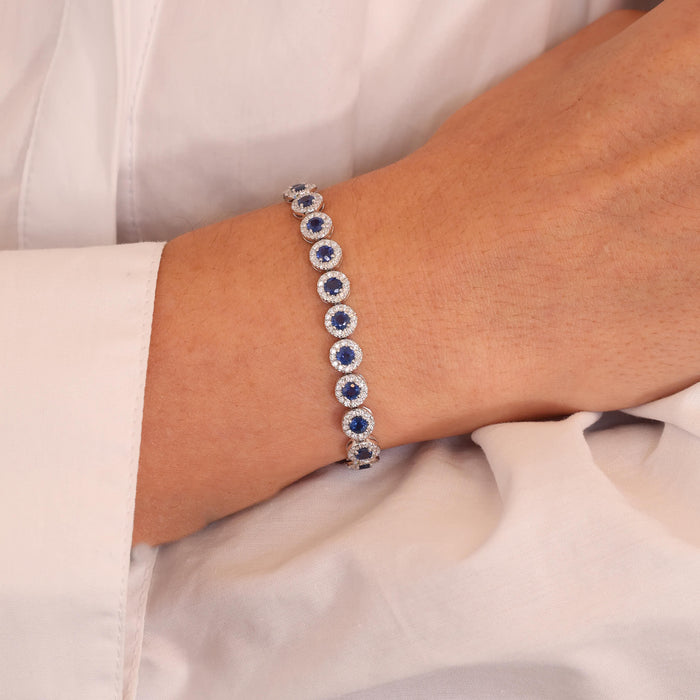Sapphire & Diamond Halo Tennis Bracelet