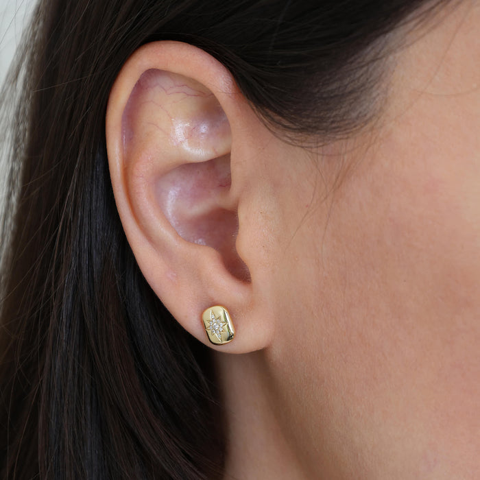 Diamond Star Cushion Earring Studs