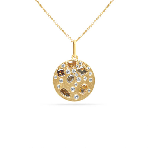 Fancy Diamond Disc Pendant Necklace
