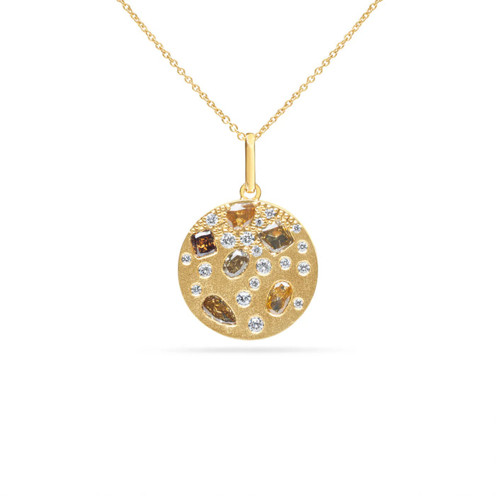 Fancy Diamond Disc Pendant Necklace