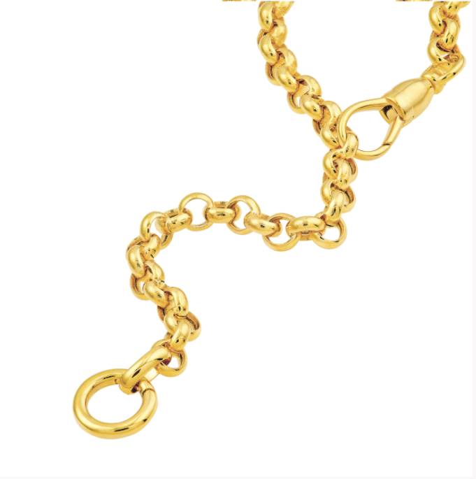 14K Yellow Gold 5.20mm Rolo Link Push Lock Necklace