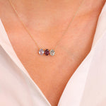 Sapphire & Spinel Three Stone Pendant Necklace