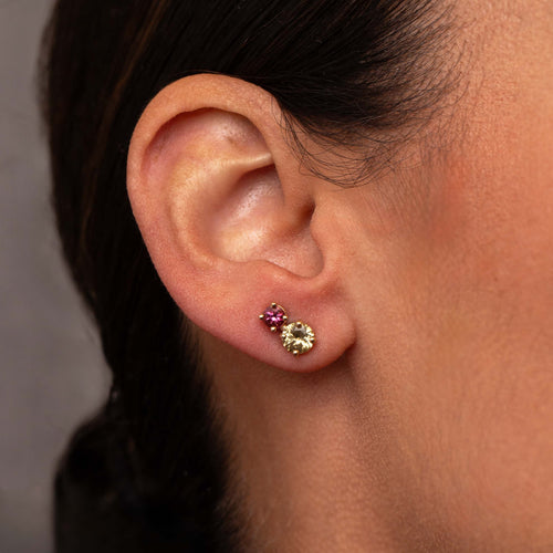 Yellow Sapphire and Pink Tourmaline Pollux Stud Earrings Image 2