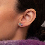 Purple and Green Sapphire Pollux Stud Earrings